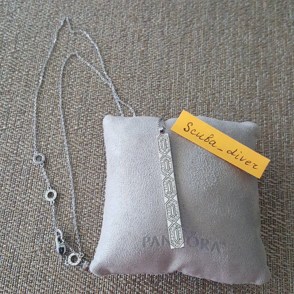 Henri Bendel Chrysler Long Pendant Necklace Silver Swarovski Crystals